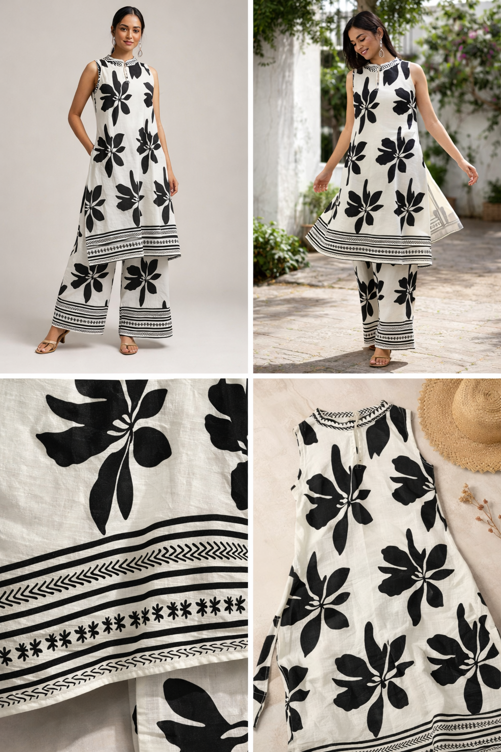 Ivory Noir Floral Set